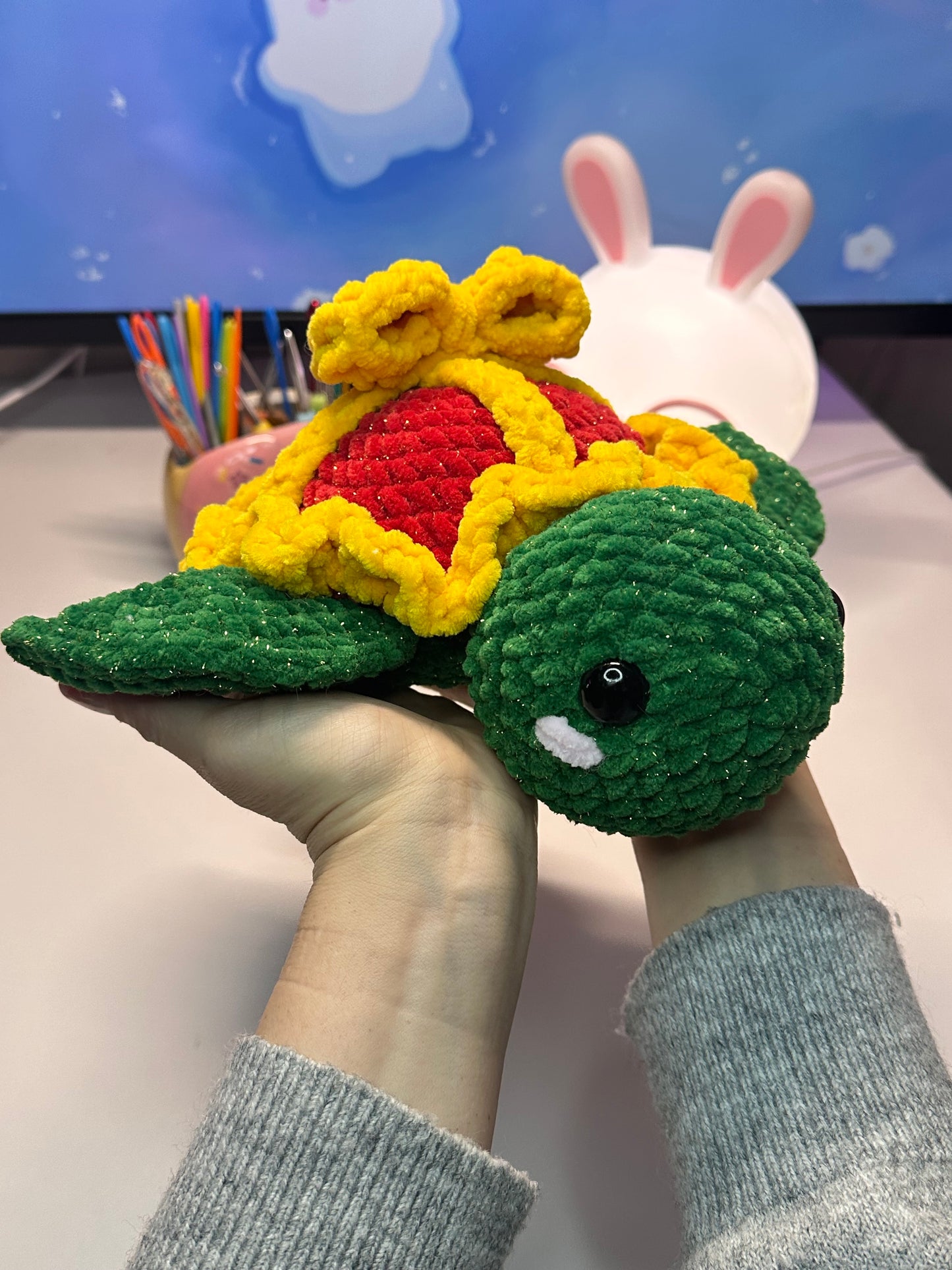 Tortue déguisée en cadeau de Noël 🎄